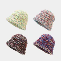 Cappello da secchio in filo di lana di lana di lana donne inverno versione coreana versatile giapponese a colori solidi a maglia cappello da bacino addensato a maglia