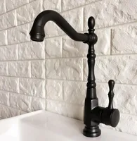 Kitchen Faucets Oil-Rubbed Bronze Single Lever Handle Basin Faucet Bathroom Sink And Cold Water Tap Swivel Spout 2nf386