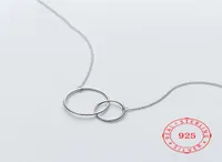 Fabrik 100 925 Sterling Silber Anhänger Halskette Mode Minimalismus Doppelkreis Ring Feiner Schmuck für weibliche Design Style3700959