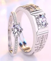 Koper vergulde zilver verstelbaar zes klauw paar ringen 1 paar mannen vrouwen beloven verloving vinger sieraden valentine039s dag anni2463105