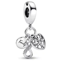 Family Infinity Triple Dangle Charm 925 Silver Pandora UK Crystal CZ Moments pour Thanksgiving Day Fit Charms Beads Bracelets Jewel2713556