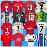 Ronaldos Retro 2002 Cantona Soccer Jersey Football Giggs Scholes Beckham Solskjaer Robson Keane Carrick 06 07 08 94 96 97 98 99 86 88 1990 Manchester