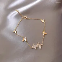 Strand Korean Simple Temperament Rhinestones Butterfly Adjustable Bracelet For Sweet Girl Women Fashion Jewelry Accessories