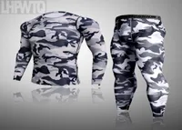2020 Mens Sport Running Set Sıkıştırma Tshirt Pantolon Skintight Termal iç çamaşırı Rashguard Kamuflaj Giysileri Spor Suzağı 4253560