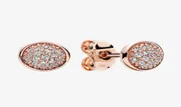Clear CZ pave Rose gold Stud Earrings Women Men039s Summer Jewelry for Pandora 925 Silver Earring with Original box3048941