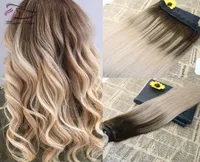 5 Clips One Piece Clip In Human Hair Extensions With Lace Straight Brazilian Virgin Hair Ombre Balayage Color 4 Fading To 186099305