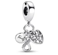 Family Infinity Triple Dangle Charm 925 Silver Pandora UK Crystal CZ Moments pour Thanksgiving Fit Charms Beads Bracelets Jewel3382121
