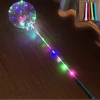 LED Luminous Bobo Balloon Flashing Lighting Transparent 18inch Balloons 3M String Light with Hand Grip Balloon for Wedding Party Christmas Decoration