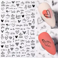 Naklejki naklejki 1 Sheet Love English Letters Design 3D Nail Sticker Seksowna dziewczyna motyw wodny dekoracja manicure 221201