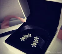 Nuevo 925 Sterling Silver Cz Diamond Flowers Earring Caja original de caja original para Pandora 925 Pendientes de nieve Mujeres Joyas de regalo de ni￱as4157692