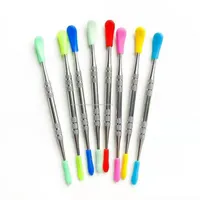 500pcs 12cm Stainless Steel Wax Dabber Spoon Smoking Pipe Cleaning Tool Scoop Dabbing with Silicone Tips 120mm DHL C1201