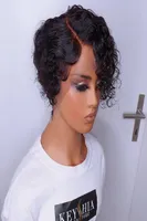 vancehair 13x6X1 T part front Lace wig curly wave Human remy Hair Wigs Pre Plucked Pixie Cut Layered 150 Density1316793