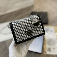 스파클 크로스 바디 지갑 모조 다이아몬드 카드 소지자 어깨 스트랩 크리스탈 여성 체인 가방 삼각형 핸드백 디자이너 가방 크로스 바디 210E