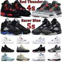 Newest Men Basketball Shoes Jumpman 4s Red Thunder Infrared Black Cat Bred What The 5s Racer Blue Anthracite Raging Bull Bluebird Mens Women
