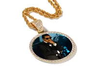 Cubic Zirconia Made Po Pendant Necklace Soild Back Full Iced Out Round Tag Hiphop Jewelry Gifts5362402