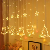 Night Lights Christmas Tree Deer String Light LED Pentagram Indoor Wedding Birthday Curtain Lamp Garland Decor Kid Gift