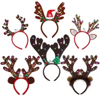 Décorations de Noël Décorations de Noël L LED Bandband Rendeer Antlers Light Up Headwear Costume Accessoires pour la fête de Noël