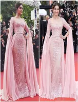 Elie Saab Overskirt Evening Dresses long sleeves 2019 elegant Pink mermaid Formal Party Gowns Red carpet Celebrity Dress prom Dres9650038