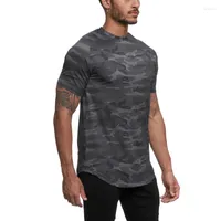 القمصان t من الرجال 2022 Camo Sport Shirt Men Shirt Sleeve Workout Gym Tshirt Compression Slim Fit Tops Litness Tops