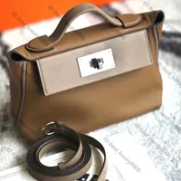9a marca di lusso Tote Bag H Designer Semi-Hand-Handbag Origina Genuminer Leather Mini 2424 Borse a tracolla a tracolla EveColor Swift Borsa