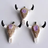 Pendant Necklaces Wholesale 3pcs lot Ox Head Crystal Bud And Bone Material For Jewelry Making DIY Necklace