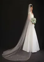 New Selling Luxury Real Image Bridal Veils One Layer Cathedral Length Veil With Warovski Crystal Rhinestones Tulle Wedding Ve5469481
