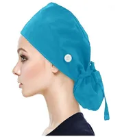 Cap With Buttons Bouffant Hat With Sweatband For Womens Uniform Accessories Beautician Dustproof Gourd Cap No Gender Hat J516748507