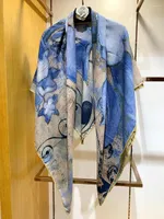 Scarves High-end Elegant Women Oil Painting Series Double-sided Printing Quality Silk Wool Hand-rolled Edge Warm Large Scarf Shawl Wraps