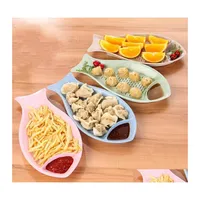 Dishes Plates Creative Fish Shape Dumpling Plates Double Layer Design Wheat St Sushi Dishes Heat Resistant Top Quality 5 5Tx B Dro Dh4Xp