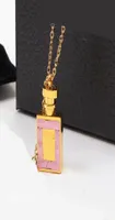 Top Quality Women Designer Earrings Necklace Titanium Steel Luxury Style Pink Diamonds Perfume Bottle Love Pendant Fashion Jewelry4543668
