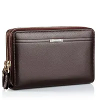 High-Quality Double-Zipper Large-Capacity Men Wallet Card Bag Fashion PU Hand Bag218b