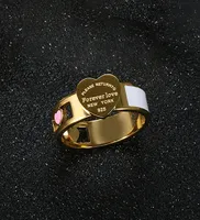 Moda Hollow Colorful Heart Rings Stoneless Steel Big Heart Tag White Shell Ring For Women Girls feminino Menino J￳ias de casamento7851901