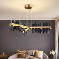 Chandeliers Creative Design Led Chandelier Remote Control Pendant Lights Dining Living Room Home Decor Black Stepless Dimming Hanging Lamp
