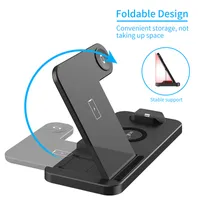 Foldable Vertical Wireless Charger Stand 18W Support Multiple Devices Mobile Phone Watch Earphones 4-in -1 Creative Fast Charging Dock Station