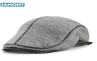Berets Original JAMONT Quality English Style Winter Woolen Elderly Men Thick Warm Beret Hat Classic Design Vintage Visor Cap Snapb8579653