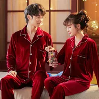 M￤ns s￶mnkl￤der Par Pyjamas Autumn and Winter Korean version av guld sammet f￶rtjockad plus storlek f￶r kvinnors hemtj￤nstdr￤kter