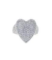 Drop Ship Bling Full Cubic Zircon Silver Color Ring Iced Out Micro Pave 5a Cz Heart Lovely Hip Hop Punk Rap Women Jewelry9553134