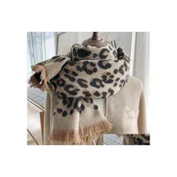 Scarves Winter Womens Scarf Tassels Leopard Thick Heat Preservation Shawl Warm Scarves Drop Delivery Fashion Accessories Hats Gloves Dhlku