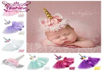 Nishine 02 Years Newborn Unicorn Horn Headbands Silk Bow Tutu Dress With Sandles Sets Kids Baby Po Shoot Children Birthday Gif5999150