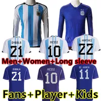Fani Wersja 2022 2023 Koszulki piłkarskie Argentyny 23 23 Messis Mac Allister Dybala di Maria Martinez de Paul Maradona Kids Men Kobiety z długim rękawem