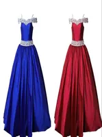 Populaire Bourgondië Royal Blue Girls Pageant Formal Prom Dresses 2022 Koud schouder Crystal kralen kort feest Lange bloemenmeisjes DRES2808134