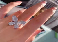 Choucong Luxury Jewlery Wedding Rings 925 Sterling Silver Pave White Sapphire CZ Diamond Gemstones Eternity Butterfly Women Open A4918462