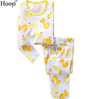 Duck Boys Pajamas Suit 100 Cotton Children 잠자기 소년 Tshirts 바지 세트 어린이 나이트 가운 PJ039S Baby Pajamas PJS 2104132010808