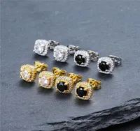 Unisex Men Women Earrings Studs Yellow White Gold Plated CZ Simulated Diamond Earrings For Men Women Nice Gift7492673