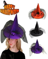 Stikte rand hoeden Holiday Halloween Wizard Hat Party Special Design Pumpkin Cap Women039S Grote ruched heksaccessoire25459801778