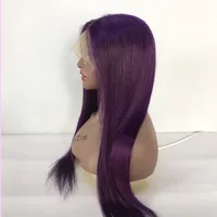 LongGuan Purple Wholesale OEM Brazilian 100% Unprocessed Human Hair Straight T Part HD Lace Frontal Wigs