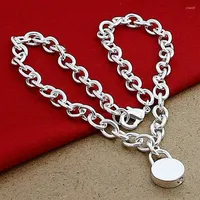 Chains Fashion Jewelry Silver 925 Necklace Round Lock Open Pendant Necklaces Women Men Birthday Party Gifts NE0096
