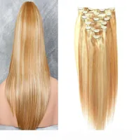 Piano color 27 613 100g virgin brazilian hair clip in extensions 7pcs clip in human hair extensions straight2348727
