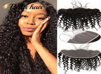 Lace Frontals 13x4 Bleached Knots Curly Brazilian Peruvian Indian Malaysia Human Hair Ear To Ear Closure Natural Color Bellahair9646962