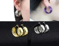 Hoop Huggie GoldpurplesIlver Color Wide Earring Accel Stainlist Steel Felet for Women Men Formage Jewelry Ear Rings Piercing7257504